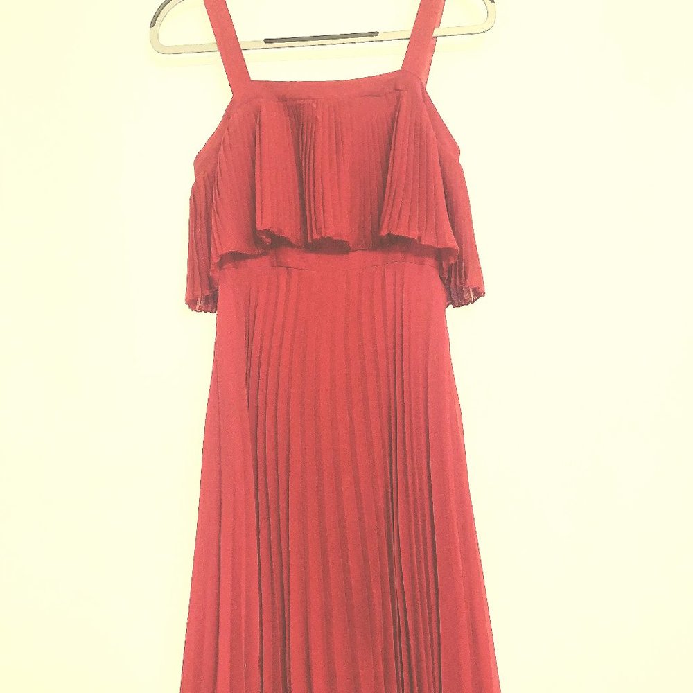 ASOS Red/Garnet Accordion Dress (Midi/Mid Length)